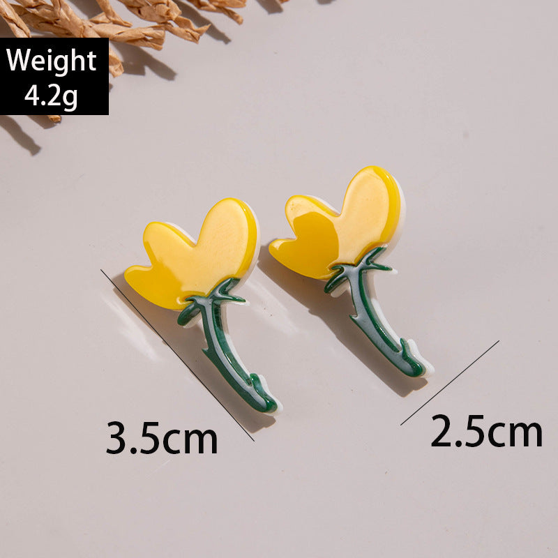 Wholesale 2PCS/Pack color flower sunflower earrings  tulip flower earrings earrings